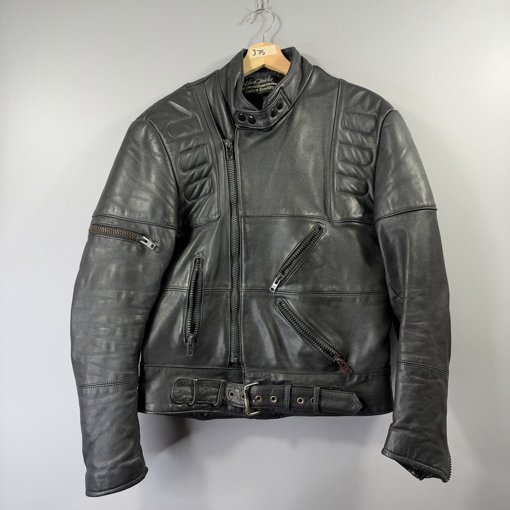 Harley-Davidson Hein Gericke Jacket Mens 42 Black Leather Padded Motorcycle